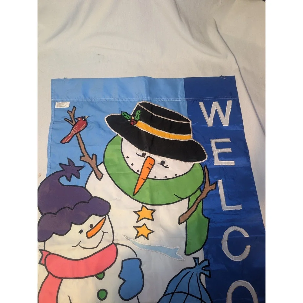 Vintage Y2K Christmas Snowman Family Outdoor Garden Flag 26